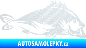 Samolepka Ryba 003 pravá 3D karbon bílý