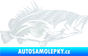 Samolepka Ryba 004 pravá 3D karbon bílý