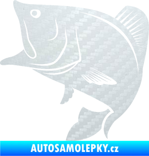 Samolepka Ryba 009 levá 3D karbon bílý