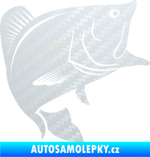 Samolepka Ryba 009 pravá 3D karbon bílý