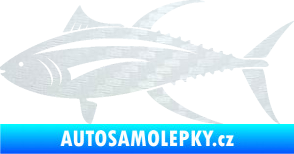 Samolepka Ryba 013 levá tuňák 3D karbon bílý