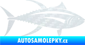 Samolepka Ryba 013 pravá tuňák 3D karbon bílý