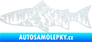Samolepka Ryba 021 levá noční rybaření 3D karbon bílý