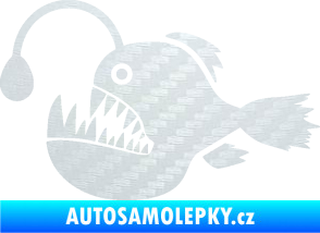 Samolepka Ryba 022 levá mořský ďas s lampičkou 3D karbon bílý