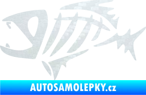 Samolepka Ryba kostra  007 levá 3D karbon bílý