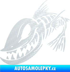 Samolepka Ryba kostra 001 levá 3D karbon bílý