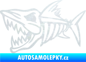 Samolepka Ryba kostra 002 levá 3D karbon bílý