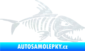 Samolepka Ryba kostra 003 pravá 3D karbon bílý