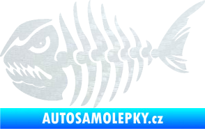Samolepka Ryba kostra 004 levá 3D karbon bílý