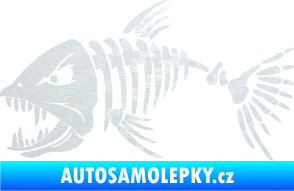 Samolepka Ryba kostra 005 levá 3D karbon bílý