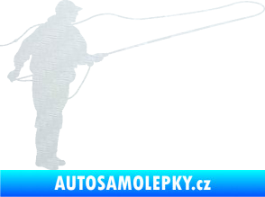 Samolepka Rybář 013 pravá 3D karbon bílý