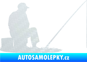 Samolepka Rybář 014 pravá 3D karbon bílý