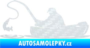 Samolepka Rybář 017 levá rybolov v lodičce 3D karbon bílý