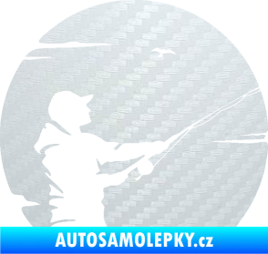 Samolepka Rybář 022 pravá 3D karbon bílý