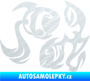 Samolepka Ryby 003 pravá 3D karbon bílý
