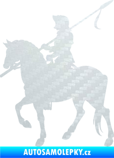Samolepka Rytíř na koni levá 3D karbon bílý