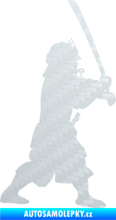 Samolepka Samuraj 001 pravá 3D karbon bílý