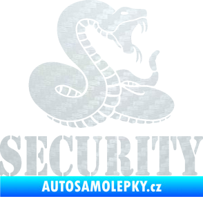 Samolepka Security hlídáno - pravá had 3D karbon bilý