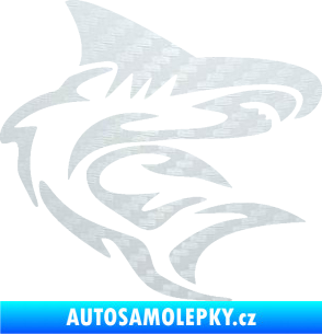 Samolepka Shark 002 pravá 3D karbon bílý