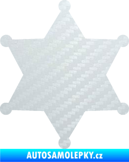Samolepka Sheriff 002 hvězda 3D karbon bílý