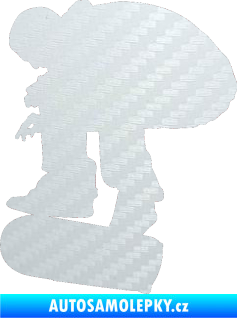 Samolepka Skateboard 001 levá 3D karbon bílý