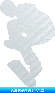 Samolepka Skateboard 002 levá 3D karbon bílý