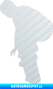 Samolepka Skateboard 003 levá 3D karbon bílý