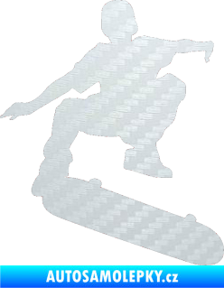 Samolepka Skateboard 004 pravá 3D karbon bílý