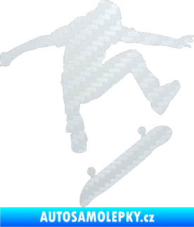 Samolepka Skateboard 005 pravá 3D karbon bílý