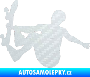 Samolepka Skateboard 008 levá 3D karbon bílý