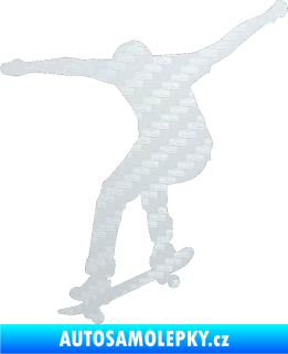 Samolepka Skateboard 011 levá 3D karbon bílý