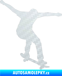 Samolepka Skateboard 011 pravá 3D karbon bílý