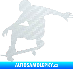 Samolepka Skateboard 012 levá 3D karbon bílý