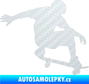 Samolepka Skateboard 012 pravá 3D karbon bílý