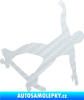 Samolepka Skateboard 013 levá 3D karbon bílý