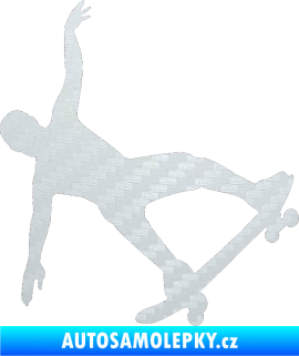 Samolepka Skateboard 013 pravá 3D karbon bílý