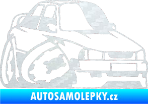 Samolepka Škoda 130 karikatura pravá 3D karbon bílý