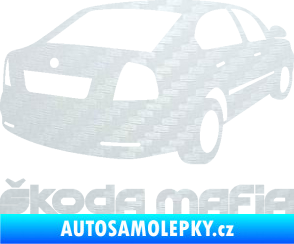 Samolepka Škoda mafia pravá 3D karbon bílý