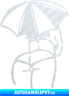Samolepka Slečna s deštníkem pravá 3D karbon bílý
