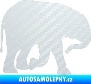 Samolepka Slon 004 pravá 3D karbon bílý