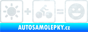 Samolepka Slunce + kolo = veselý smajlík vyjížďka na kole 3D karbon bílý