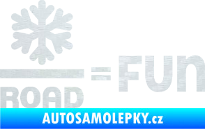 Samolepka Snow road fun nápis s vločkou 3D karbon bílý
