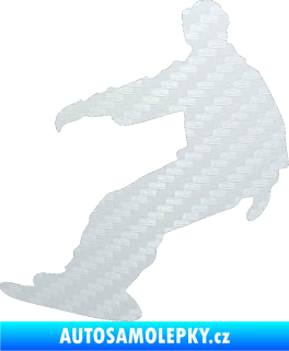 Samolepka Snowboard 006 pravá 3D karbon bílý