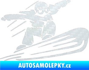 Samolepka Snowboard 014 pravá 3D karbon bílý