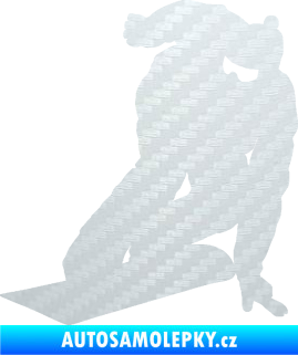 Samolepka Snowboard 023 levá 3D karbon bílý