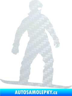 Samolepka Snowboard 024 pravá 3D karbon bílý