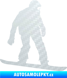 Samolepka Snowboard 027 pravá 3D karbon bílý