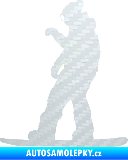 Samolepka Snowboard 028 levá 3D karbon bílý
