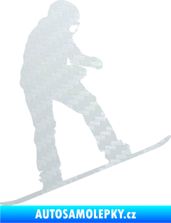 Samolepka Snowboard 030 pravá 3D karbon bílý
