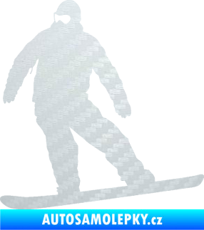 Samolepka Snowboard 034 levá 3D karbon bílý